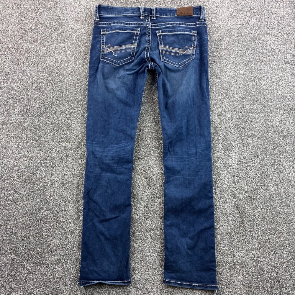 BKE Payton Jeans Women's 28R Blue Denim Straight Leg Contrast White Stitch - Picture 4 of 5